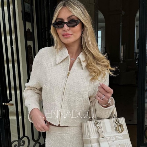 Zara Textured Weave Bomber Jacket NWT - Picture 2 of 14